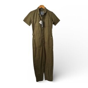 AETHER Bard Jumpsuit Coverall Womens Small Command Green Pockets Cotton Mechanic